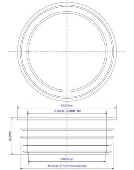 Preview: Technische Zeichnung einer Dichtmanschette DN100